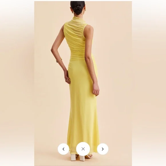 Commense Yellow Sleeveless Ruched Maxi Dress - Picture 2 of 7